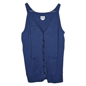 Converse One Star Juniors Sleeveless Tank Top Blouse Vest Sz XL‎ Full Button Up